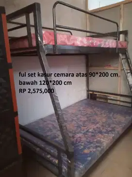 RANJANG TINGKAT BESI BERBAGAI UKURAN SET KASUR BUSA CEMARA RISBANG SUS
