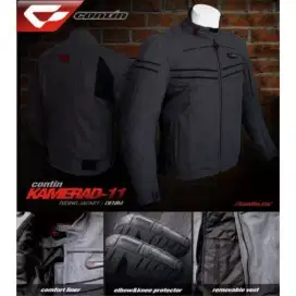 Jaket contin kamerad denim,  jaket motor touring dan harian