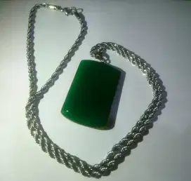 Kalung giok liontin giok hijau liontin jade jadeite tembus sinar