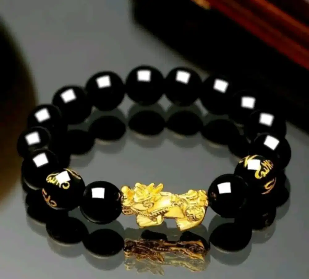 Gelang pixiu Baru Natural Black Onyx - Black jade - Gelang kesehatan