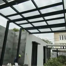 Menerima pemasangan canopy minimalis atap kaca#544