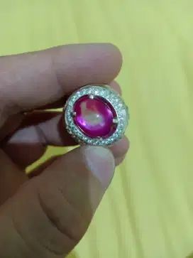 Dijual cincin batu Fossil kerang antik warna merah putih