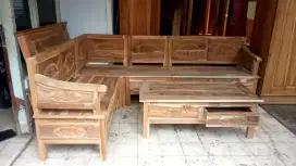 jual kursi sudut jati ukiran timbul