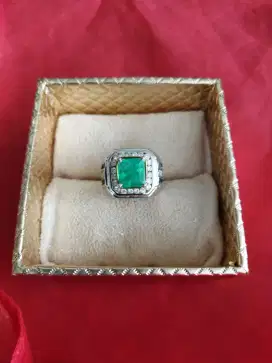 Cincin Eropa Pria Berlian Zamrud Columbia Kotak Kode 005