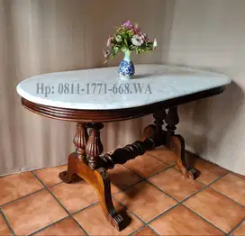 Meja marmer oval ukuran 80 x 150 cm