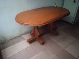 Meja Makan Kayu 150 x 90 x 75 cm Motif Jati Mulus Sangat Terawat