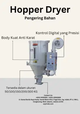 Dijual Hopper Dryer Baru (50/100/150/200/300Kg)