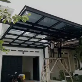 Canopy kaca, alderon, solarflat, bajaringan, kontruksi baja,spandek