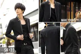 Jas, Jas Pria, Jas Cowok, Jas Kerah Shanghai, Jas Casual List Abu