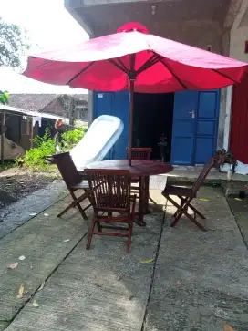 meja taman jati,meja payung jati,meja cafe outdoor,kursi cafe