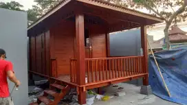 Rumah kayu minimalis kontruksi bongkar pasang ukuran 4x6m