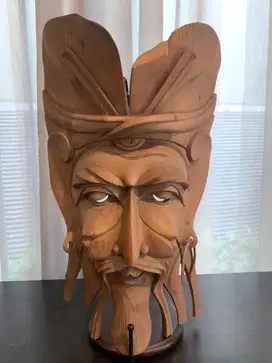 Pajangan Kayu Motif Muka Dayak