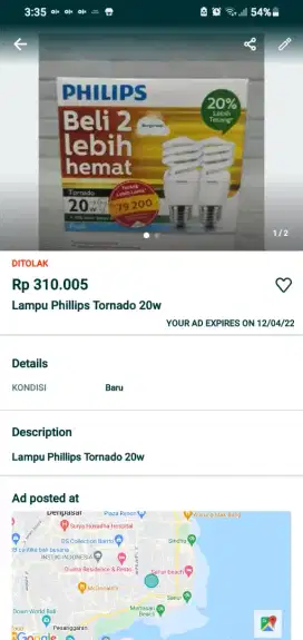 Lampu Phillips Tornado 20W BARU