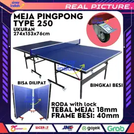 Meja Pingpong Meja Tenis Meja 250 Roda Besar with LOCK Frame Besi 40mm