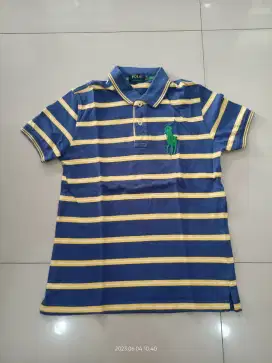 baju anak laki laki usia 12 th polo warna blue yellow line
