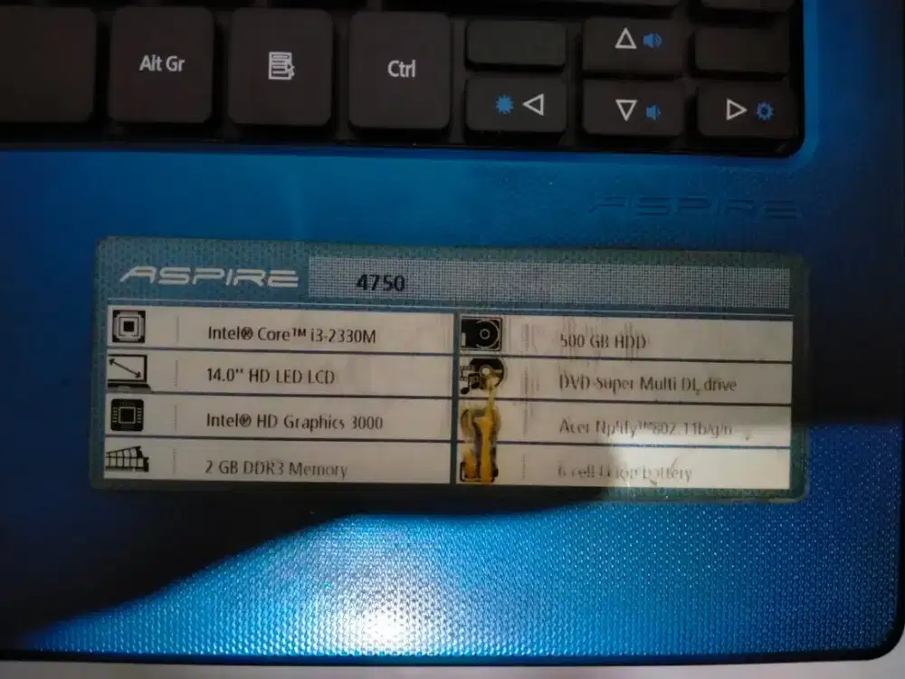 DIJUAL MURAH MERIAH MASIH BAGUS LAPTOP ACER ASPIRE 4750 CORE i3