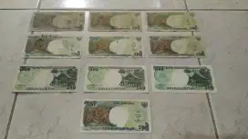 Uang lama, orang utan 500 rupiah, tahun 1992, ada 10 lembar, di dps