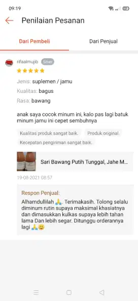 Sari bawang putih tunggal jahe merah cuka apel lemon import madu 300ml