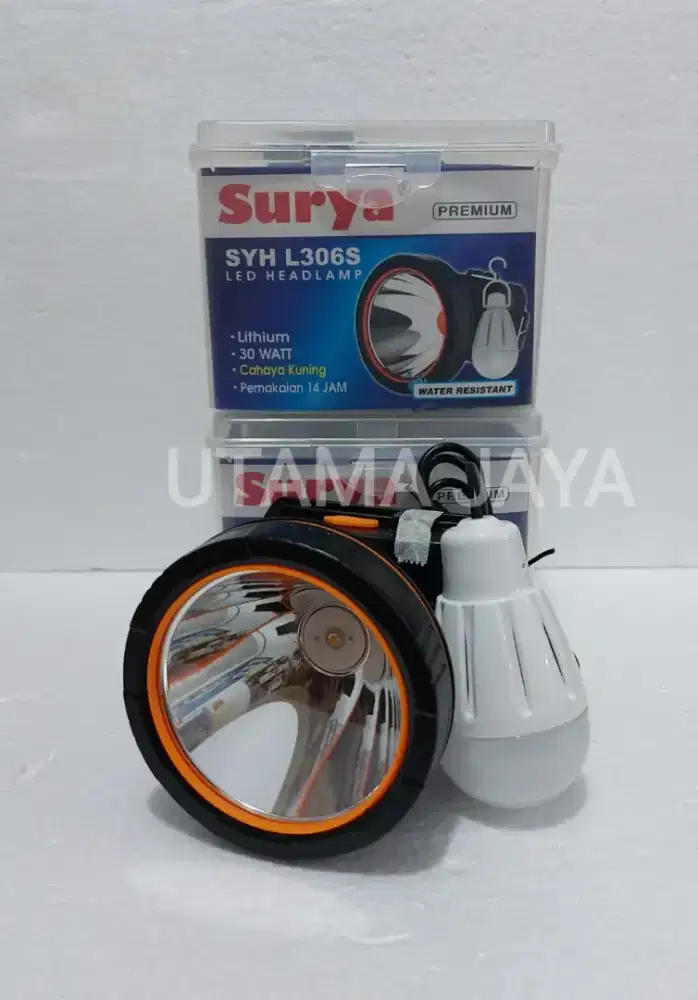 Senter kepala cas 30 Watt cahaya kuning merk Surya SYH L306S