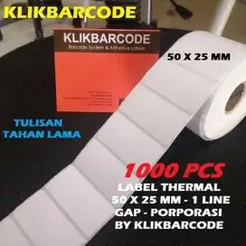 Stiker Label Barcode Thermal 50x25mm Isi: 1.000Pcs