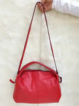 Tas Import Eks Rabeanco Selempang Sling Bag Handbag Kulit Asli Merah