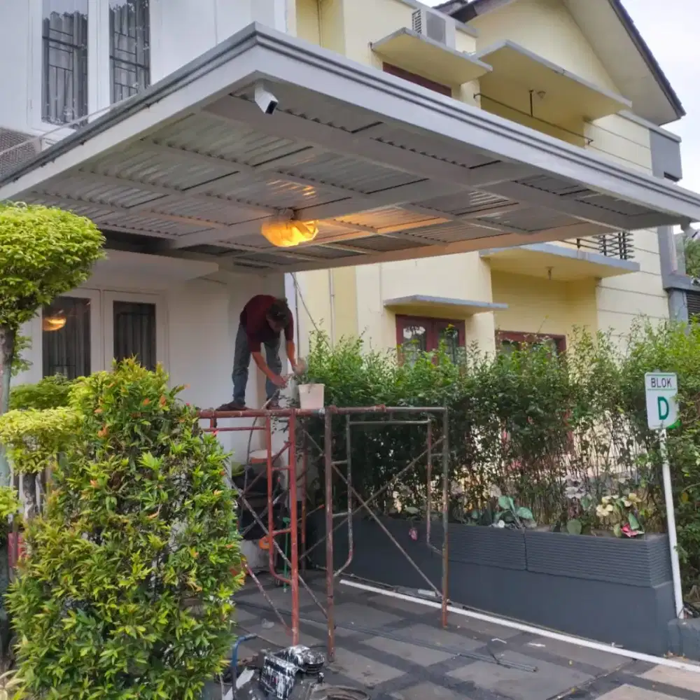 Kanopi besi Atep alderon dabel layar Tangerang