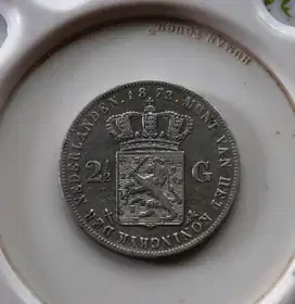 Koin 2 1/2 gulden King Willem 3 1872, koin perak