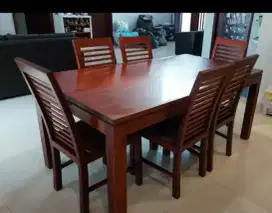 Meja makan 180x 120 kayu mahoni solid kursi 6 kualitas export