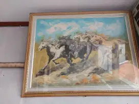 Dijual lukisan Antik bahan kanvas pasukan kuda