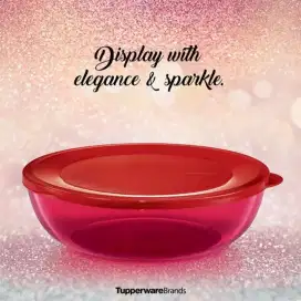 Toples mangkok Tupperware Malaysia Domino bowl red transparan 2L