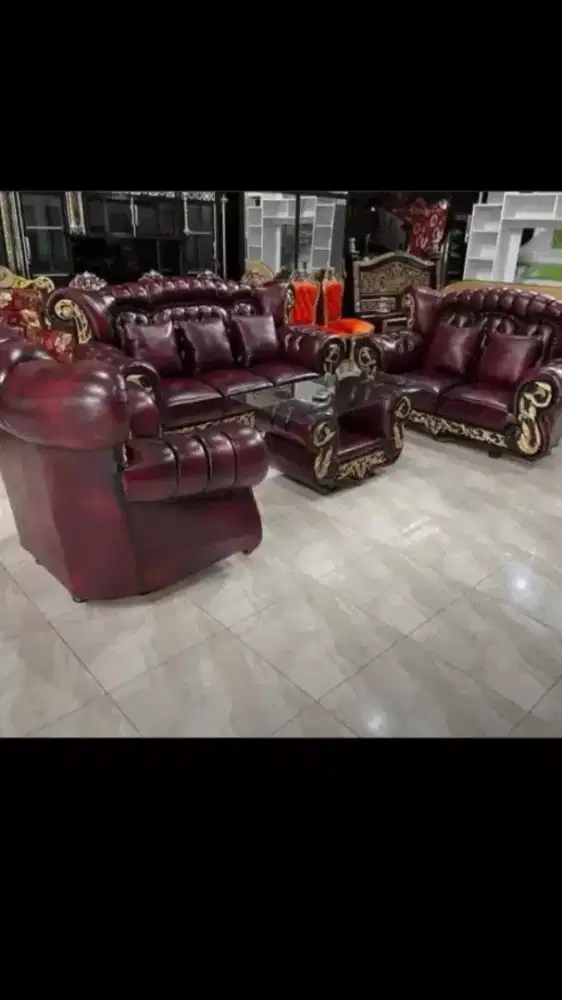 Sofa Raja Kancing Fiber JUMBO Type 321 + Meja