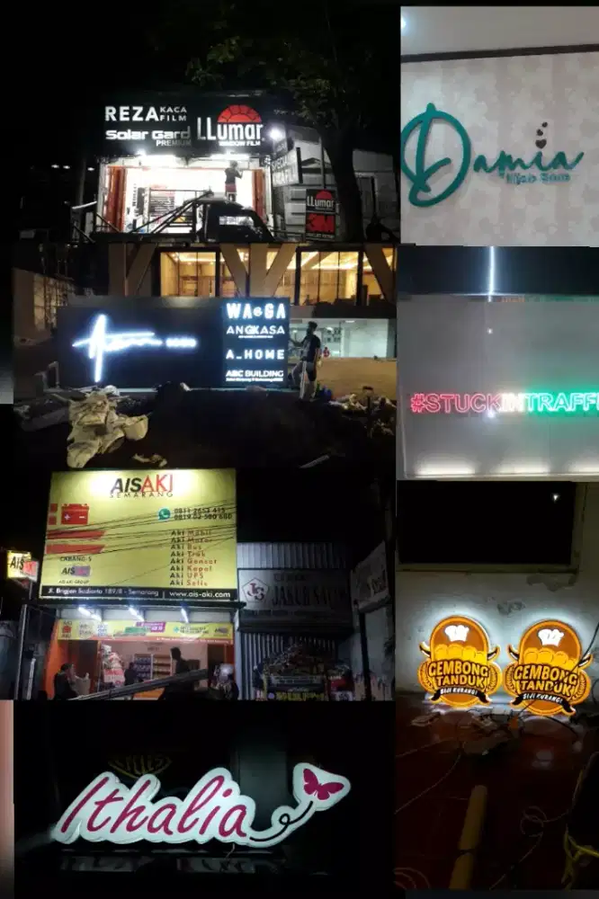Huruf timbul, Neon box, Reklame