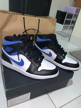 SEPATU NIKE AIR JORDAN 1 MID RACER BLUE MULUS