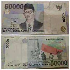 Uang lama kertas, wage rudolf soepratman 50000 rupiah, thn 1999,di dps