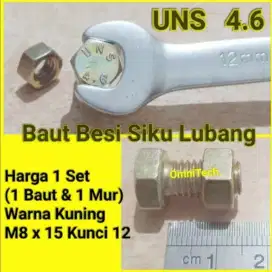 Baut Mur Hex BMK Besi Siku Rak Lubang 8x15 M8 x 15 mm Kunci 12 8x15