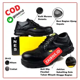 Termurah - SEPATU SAFETY KULIT SINTETIS PREMIUM UJUNG BESI