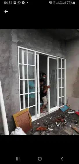 Pintu geser lipat sliding dobel singel mainan kotak-kotak swing geser