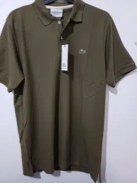 Kaos Kerah Lacoste Pria Ori Hijau Army