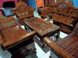 Kursi tamu madura kursi mahkota kerang material kayu jati