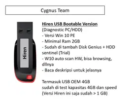 Hiren usb bootable tool diagnostic pc dan hdd flashdisk 4GB non kw