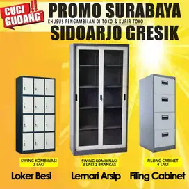 Lemari Loker Arsip filing Cabinet Besi AA19SL Pintu Sliding Baru & Bek