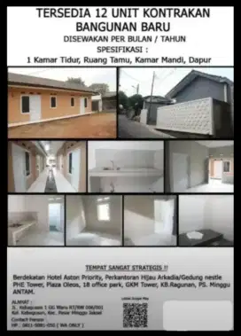 Dikontrakan rumah dekat area perkantoran Arcadia, Tb. Simatupang