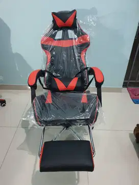 Kursi Gaming Racing merah Bantal pijat (getar) + Sandaran kaki