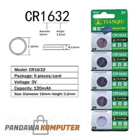 Baterai CR1632 3V Kancing Batere Jam Kalkulator Remote Motor Mobil