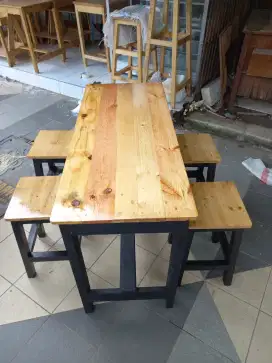 1 Set Meja Kursi Warkop, Set Meja Kursi Kafe, Meja Kursi Minimalis