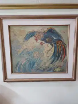 Lukisan kanvas jadul kayu P.80cmxT.70cm
