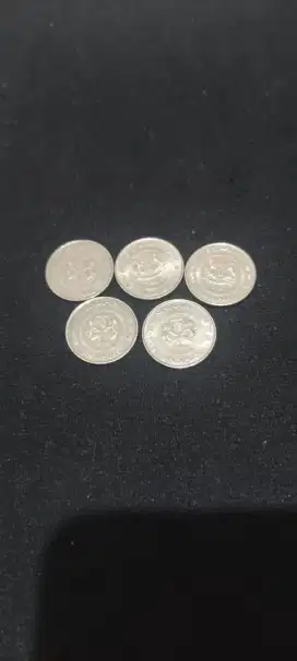 Koin 10 sen Singapore thn 1986,1987,2005 (5 keping)