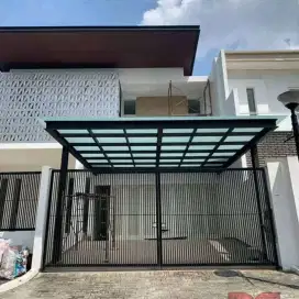 Atap kaca polos ketebelan 6mm kanopi 200%