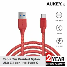 Kabel Charger 2M USB 3.1 Type-C AUKEY CB-AC2 Braided Red