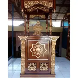 Mimbar masjid kubah Gebyok Free tongkat khotib